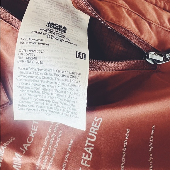 Jack & Jones Burnt Orange Puffer Jacket Men’s Sz Large - Picture 5 of 9